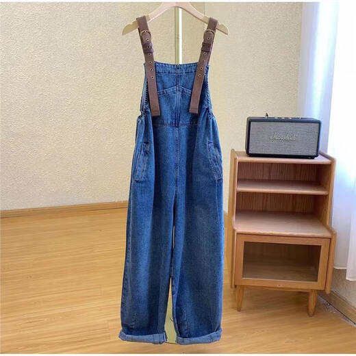Spring and autumn styles of pregnant women wearing denim trousers age-reducing new large size loose small maternity suit autumn suit denim overalls + top (suit) XL (125-140Jin [Jin equals 0.5 kg])