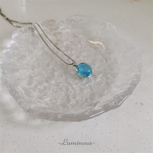 Luoyihai natural aquamarine necklace 925 silver original design clavicle chain pendant niche temperament natural aquamarine + 45cm silver chain