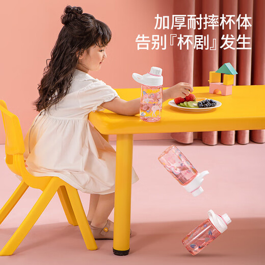 JEKO&JEKO Children's Water Cup Summer Direct Drinking Primary School Baby Plastic Cup Sports Water Cup Men's and Women's Water Bottle 450mL Dinosaur