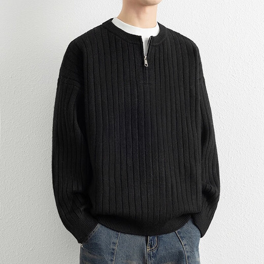 EGMO half-zip sweater for men in autumn and winter 2025 new loose American style Henry collar sweater textured sweater for men Chenguang Apricot 7023 M