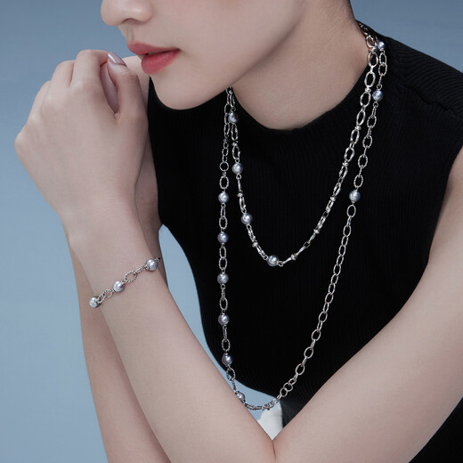 Lukfook Jewelry True Me Series Platinum 950 Seawater Pearl Platinum Bracelet Total Weight Approximately 11.27 Grams