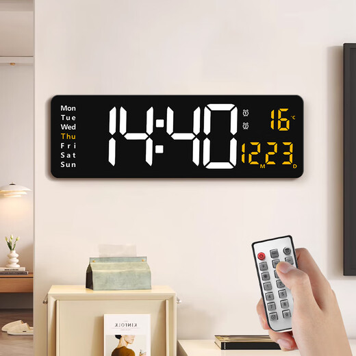 BBA elektronische Uhr Desktop TV Zähler Pendel Desktop LED Digital Smart Wecker Wohnzimmer Wandbehang 6626 Orange