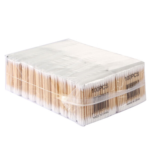 Double-ended cotton swabs for home use for ear removal and makeup, baby disposable cleaning iodophor cotton swabs, 1 pack of 100 pieces