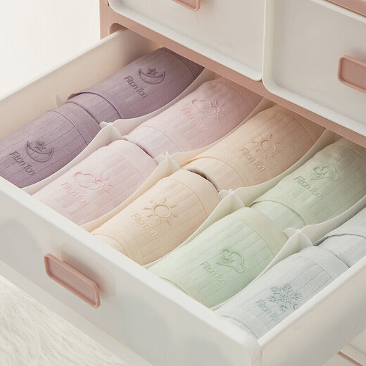 FitonTon 5-piece underwear women's pure cotton crotch women's underwear antibacterial mid-waist girl weather cloud series L