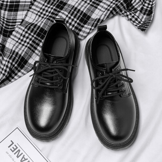 Oren Woodpecker Suit Leather Shoes Men's Spring British Style Business Suit Students Increased Casual Soft Sole Waterproof Black Big Toe Shoes Black 40