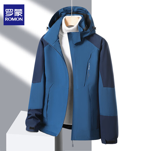 Romon Jacket Men's Spring and Autumn New Hooded Three-in-One Casual Jacket Men's Outdoor Couple Tops YK1818 Ivory White Single Charge (Men's Style) XL About 130-150Jin Jin is equal to 0.5 kg