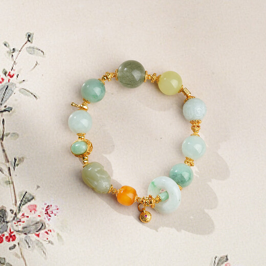 Potala Palace Beeswax 925 Silver Inlaid Jade Crystal Beeswax Bracelet Hetian Jade Pixiu Carved Bracelet for Men and Women Birthday Gift