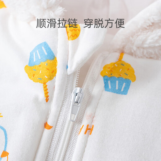 舒贝怡婴儿衣服秋冬装宝宝夹棉保暖连体衣加厚连帽外出哈衣爬爬服冬装 派对狮子橙色 90cm