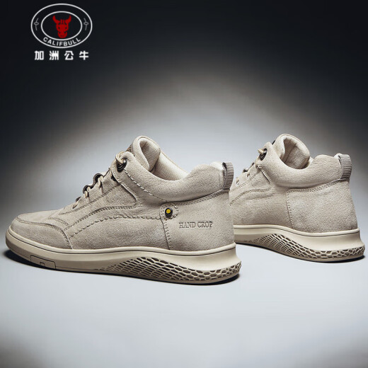 加洲公牛（CALIFBULL）春季男鞋时尚休闲鞋靴男士高帮马丁靴防滑耐磨劳保鞋工装靴鞋子男 983沙色 42