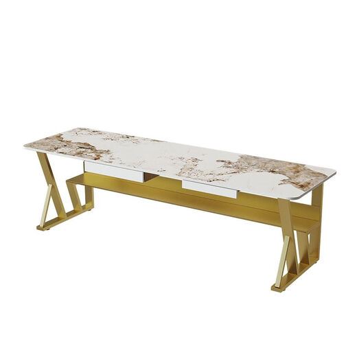 Slate long table against wall partition desk balcony narrow table study room living room large long workbench office computer table Pandora slate golden tripod 100*40*75