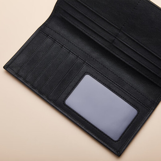 ELLE HOMME French brand men's wallet long top layer cowhide multi-card wallet Chinese Valentine's Day gift for dad to give husband black [counter gift box] free print photos free print greeting cards/photos