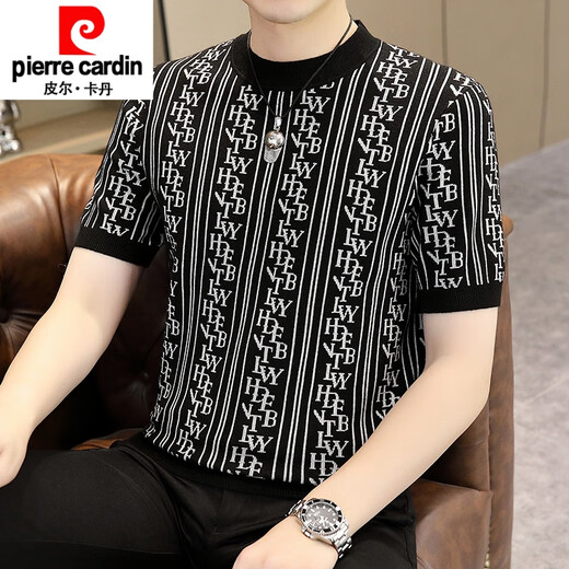 皮尔卡丹（pierre cardin）半高领毛衣男士短袖针织衫新款秋冬季加厚打底衫男款保暖半袖t恤 1105咖色 M 90-110斤