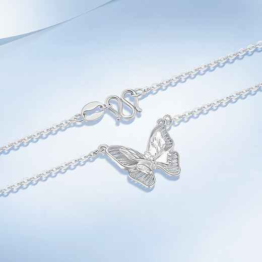Mengjinyuan Pt950 platinum necklace platinum bow butterfly necklace butterfly wings birthday gift for girlfriend
