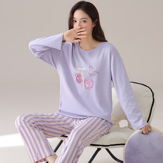 Modal new pajamas for women in spring and autumn pure cotton long-sleeved casual pullover for outdoor autumn and winter home clothing set Y679 M