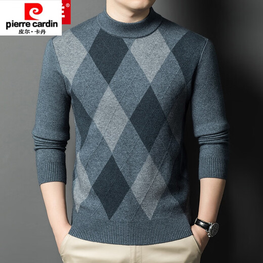 Pier Cardin high-end thickened cardigan men's autumn and winter new middle-aged half-turtleneck sweater warm knitted base shirt Daddy men 15832 green 165/M suggests 100-115Jin [Jin equals 0.5 kg]
