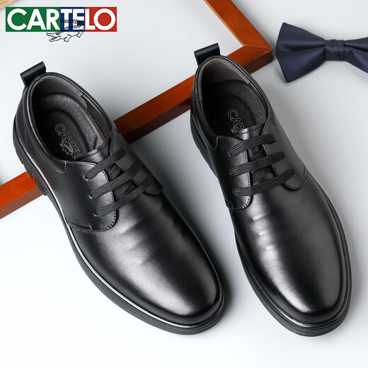Cartelo Chaussures en cuir masculin Business Formel Wear Chaussures pour hommes Soft Sole Breatch Low Top British Casual Le cuir Chaussures Men 9900 Black 40