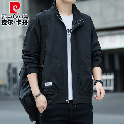 皮尔卡丹（pierre cardin）春秋款男加厚翻领夹克新款男装加肥加大上衣工装休闲立领潮流外套 卡其色 719春秋款 XL 115-135斤左右