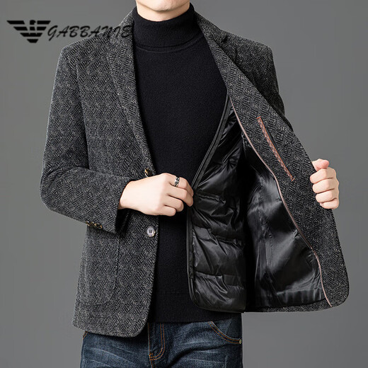 AX Armani Winter Down Suit Men's Trendy Warm Top Removable Down Liner Casual Men's Suit Gray M