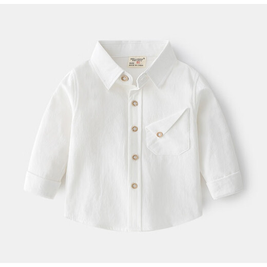 G.duck children's shirt boys' long-sleeved velvet autumn and winter new white boys' cotton shirt plus velvet style jacket white shirt 130 cm