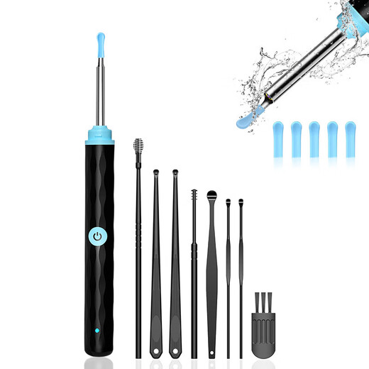 Shantou Lincun spot visual ear scoop HD 304 stainless steel children's visual ear scoop smart ear scoop set YY10 black + 8 piece set English manual