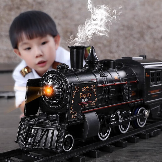 Kinderspielzeug Electric Track Track Dampf Emu Puzzle Boy Retro Track Car Model Geburtstagsgeschenk Upgrade Klassischer Version Track Train - ausgestattet mit 3 Autos