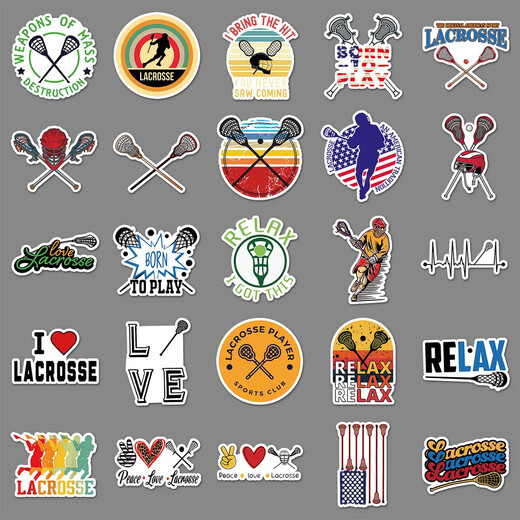 50 kreative Aufkleber für Lacrosse-Tennisspieler DIY Material Thermos Cup Scooter Helm Travel Box Kopfhörer Kleiderschrank Flache Aufkleber handgefertigtem selbstverletzender wasserdichte Dekoration Lacrosse-826 5.5-8,5 cm