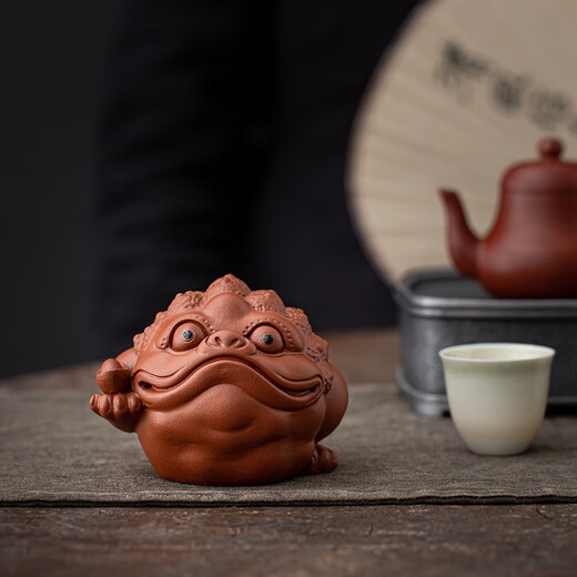 Yuxuan purple sand golden toad designated rich tea pet to attract wealth, handmade can raise high-quality dragon turtle cover tea set accessories ornaments ZY dragon turtle cover with purple mud