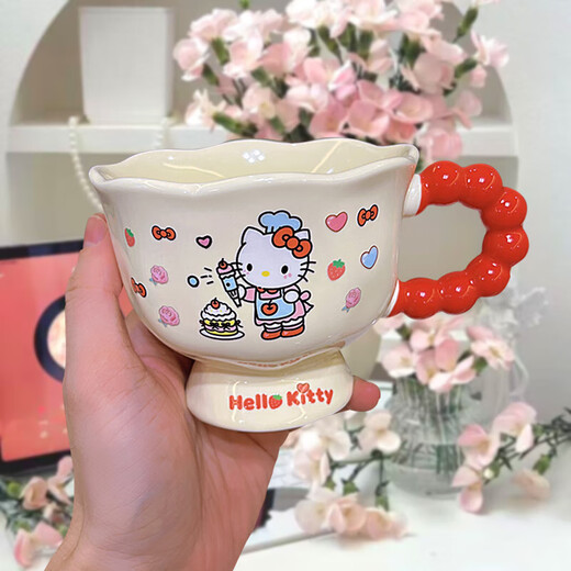 HelloKitty Hello Kitty Mug Ceramic High-Looking Home Drinking Cup Valentine's Day Gift for Girlfriend Red Goblet-Puppet Kitty Single Cup