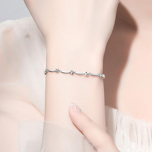 LAOLATU star platinum bracelet for women PT950 platinum jewelry with engraved light luxury Chinese Valentine's Day gift for girlfriend and wife Platinum star bracelet limited stock