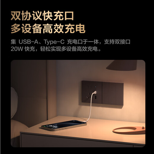 Aqara Lumi Lianchuang Smart Socket H2 Fast Charging Type-C has been connected to the HomeKit wall socket panel Smart Wall Socket H2_Yuanshan Gray