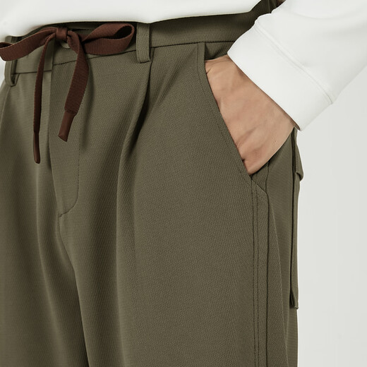 MARKLESS casual pants men's autumn and winter hanging easy-to-maintain smart pants four-sided elastic versatile simple trousers 4855 apricot green 31