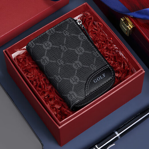 Golf GOLF multi-card slot card bag men's anti-theft bank card bag men's and women's large capacity 9 card slot coin purse men's card bag business card holder card sleeve gift box 5V716374J black