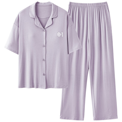 Catman Modal Pyjamas für Frauen in Frühlings- und Sommer-Strickjacken für kurzärmelige Hose große Dünne Hausbekleidungsanzüge von Frauen können außerhalb von 12112 m getragen werden (empfohlenes Gewicht beträgt 90-100 Jin [Jin entspricht 0,5 kg]).