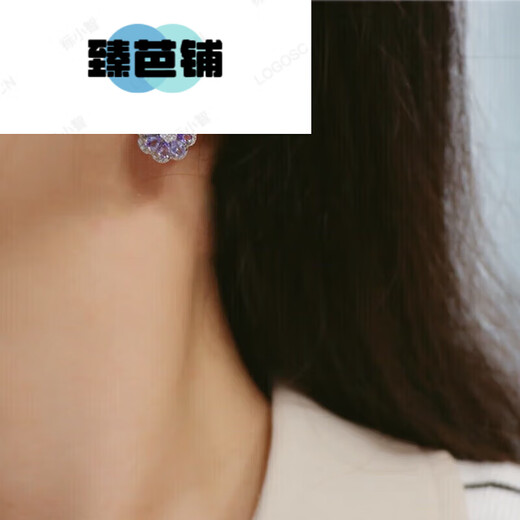 Zhenbapu Tanzanite Earrings Tanzanite Women's Earrings S925 Silver Inlaid with Colorful Amethyst Flowers and Generous Tanzanite White Gold Pair