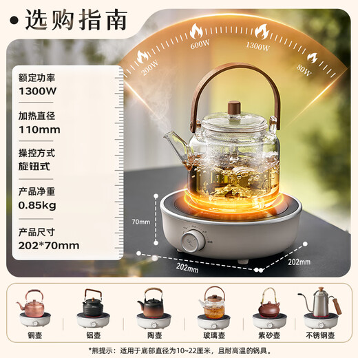 Bear Mini Electric Ceramic Stove, Tea Boiler, Tea Stove, Tea Kettle, Healthy Stove, Old White Tea, Black Tea, Scented Tea, No Choice of Utensils for Making Tea, DTL-J13N3