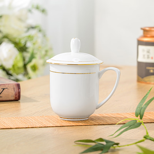 Yichen Phnom Penh Office Cup Ceramic Jingdezhen Tea Cup with Lid 10 Meeting Tea Cups Business Meeting Water Cup Set