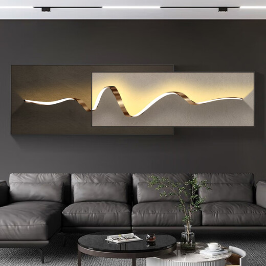Mopai modern light luxury living room sofa background wall decoration painting 2025 new superimposed painting minimalist high-end hanging painting with backing 240x65cm (suitable for 3.5m sofa) crystal porcelain