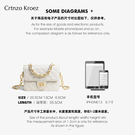 Crtnzo Kroez Sitio web oficial Bolsa Bolsa para mujeres 2025 NUEVA BOLSA PEQUEÑA Crossbody Bag Cirtieno Cumpleaños Chino Día de San Valentín Regalo Bolso de mujer White-CK Regalo para mujer para novia y novia Senedor de alta gama de alta gama