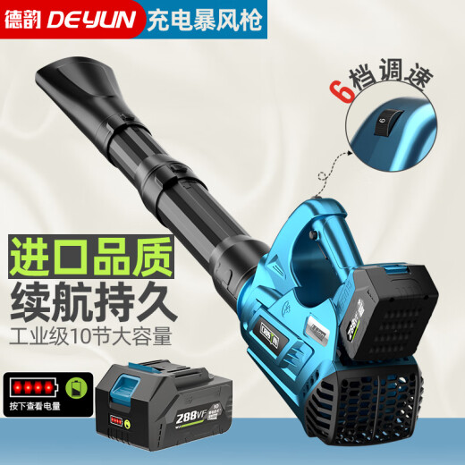 德韵鼓风机工业锂电充电吹风机吹灰机大功率清灰吹尘除尘神器电动农具 德韵-龙吟暴风枪688VF一电一充