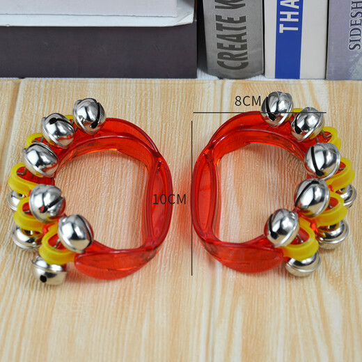 网童奇贝幼儿园串铃乐器手摇铃奥尔夫腕铃打击乐器音乐课舞蹈课堂棒铃手玲 串铃红色一对