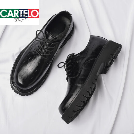 Cartelo Lederschuhe Herrenleder Big Head Derby Herrengeschäftsforum All-Match Brock Dicke Sohle Low-Top Martin Boots Black 6623 Vier Seasons Modell 38 Standard Lederschuhgröße