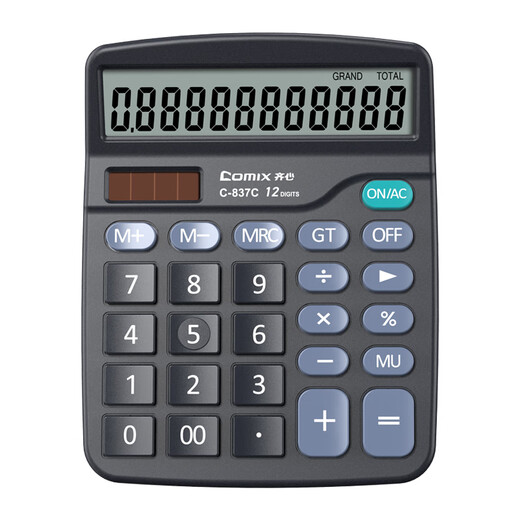 Calculatrice Qixin 837 pour la comptabilité de bureau Énergie solaire pour les étudiants pour la finance de l'université Small Portable Power Commercial Computer Equipment Stationnery Office Supplies Office de grande taille [Black] Batterie à double puissance C-837C