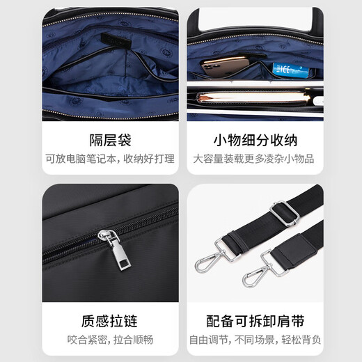 Cnoles Men's Handbag Casual Briefcase Business Commuting Shoulder Crossbody 14-inch Laptop Bag Birthday Gift for Dad, Boyfriend, Husband Practical Black