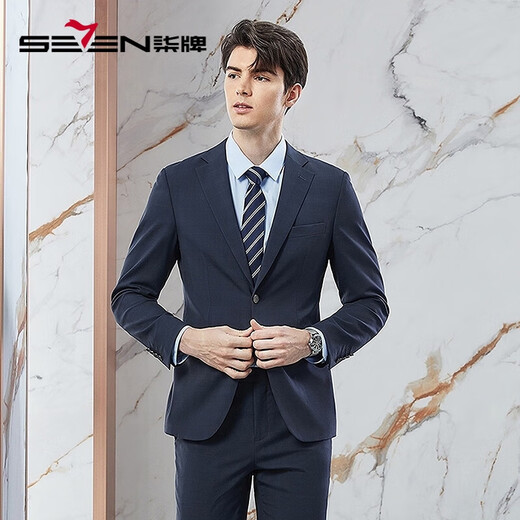 Qi Brand Wool Suit Men's 2025 Autumn New Business Formal Wear Men's Groom Wedding Dress Suit Two-piece Set Dark Gray Contains Wool 46 B (170/92B)