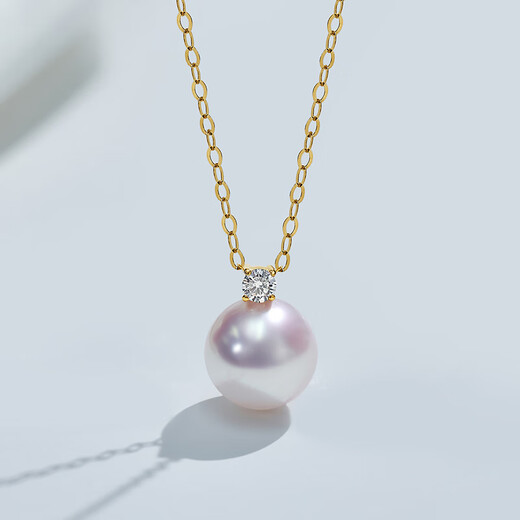 Luxury Pearl_Yuehui 18K gold akoya seawater pearl pendant Queen Princess necklace Princess Diana diamond clavicle chain akoya 7.5-8.0MM K gold chain