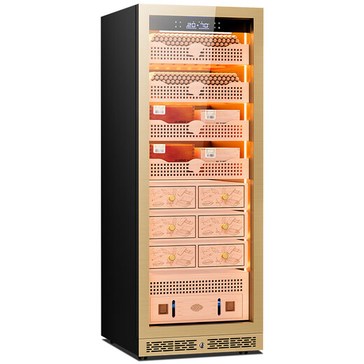 Kelong 608C cigar cabinet with constant temperature and humidity, water ion ammonia removal, smart WiFi, IoT control, air-cooled cedar wood liner shelf, alcohol nourishment, water circulation compressor, refrigeration cigar cabinet, rose gold 3-wake cigar box nourishment + aluminum liner + purified ammonia + WiFi
