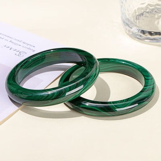 Cold Bamboo Malachite Bracelet with Clear and Simple Texture, Round Bar Bracelet, Hand Accessories for Couples, Circle Mouth 58-59