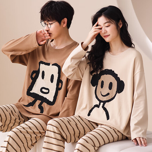 
Fuxinkang couple pajamas pure cotton shorts shorts for summer men and women sweet and cute cartoon large size can be worn outside home clothing suit AM-673 3XL - men [height 175-188-weight 160-180]