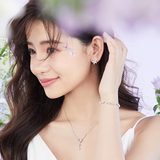 Fanci (Fanci) Wisteria Flower Series Wisteria Flower Blooming Ear Clips Women's Fashion Niche Earrings Mom Wisteria Flower Blooming Ear Clips