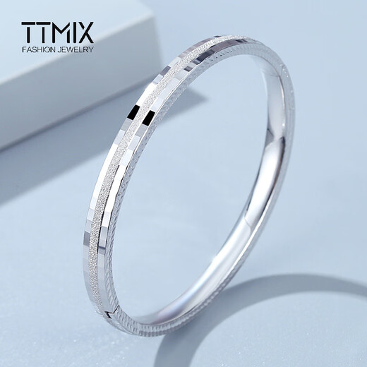 TTMIX frosted pt950 platinum bracelet for women, platinum bracelet, simple platinum bracelet, concubine bracelet, birthday gift, 56mm, one bar, weight 19.89g, width 5.5mm, if the weight is more, the less will be added.